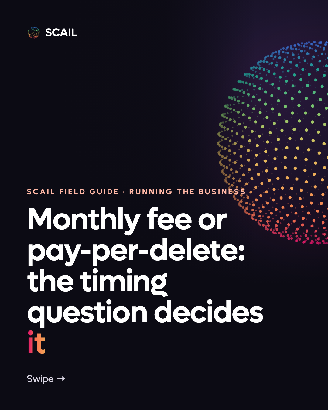 Pricing Model Comparison: Monthly vs Pay-Per-Delete: first slide of the Instagram carousel